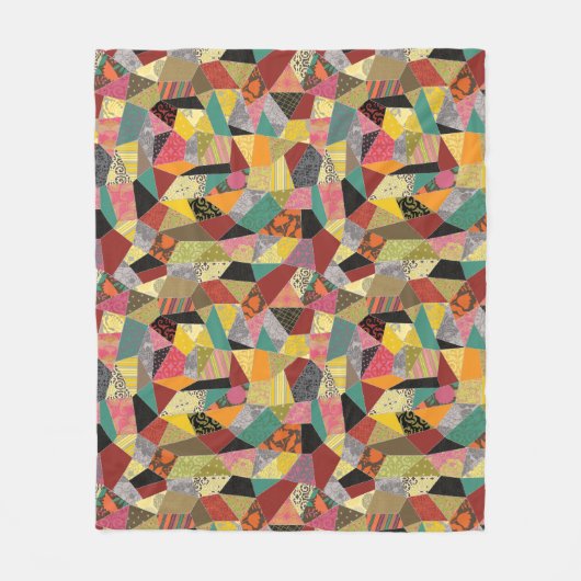 Farbenfrohe Crazy Quilt Patchwork Muster Fleecedecke (Vorderseite)