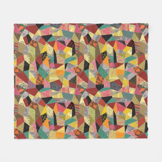 Farbenfrohe Crazy Quilt Patchwork Muster Fleecedecke (Vorderseite (Horizontal))