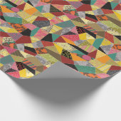 Farbenfrohe Crazy Quilt Patchwork Muster Geschenkpapier (Ecke)
