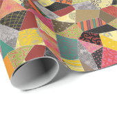 Farbenfrohe Crazy Quilt Patchwork Muster Geschenkpapier (Rolleneckpunkt)