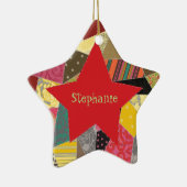 Farbenfrohe Crazy Quilt Patchwork Muster Monogram Keramik Ornament (Rechts)