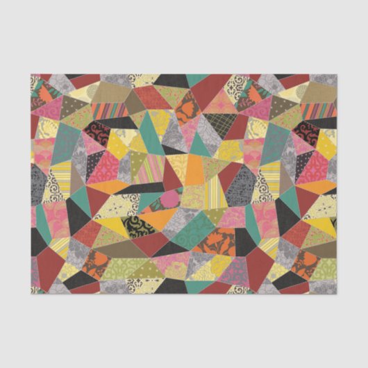 Farbenfrohe Crazy Quilt Patchwork Muster Seidenpapier (Vorderseite)