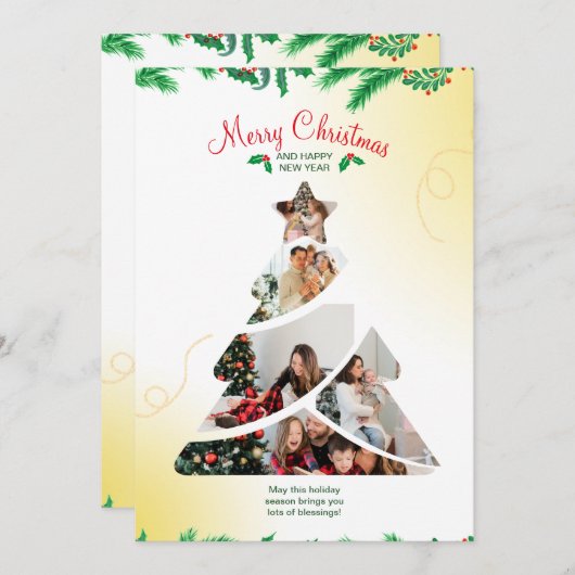 Farbenfrohe Creative Minimal Weihnachtsbaum Foto Einladung (Vorne/Hinten)