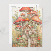 Farbenfrohe Creative Mushroom Village Illustration Postkarte (Vorne/Hinten)