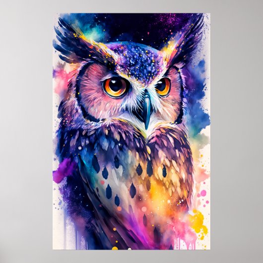 Farbenfrohe Creative Wise Owl Illustration Poster (Vorne)