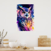 Farbenfrohe Creative Wise Owl Illustration Poster (Küche)