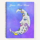 Farbenfrohe Crescent Moon Face Misty Lila Sky Notizblock (Vorderseite)