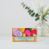 Farbenfrohe Crochet and Knitter Wool Business Card Visitenkarte (Stehend Vorderseite)