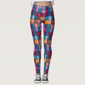 Farbenfrohe Crochet Squares Leggings - Hübsch (Vorderseite)