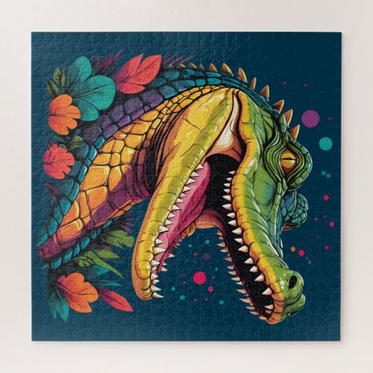 Farbenfrohe Crocodile Portrait Puzzle (Horizontal)