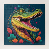 Farbenfrohe Crocodile Portrait Puzzle (Vertikal)