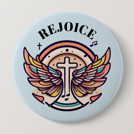 Farbenfrohe Cross Agnel Wings Freude Button (Vorderseite)