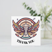 Farbenfrohe Cross Agnel Wings Freude Dankeskarte (Stehend Vorderseite)