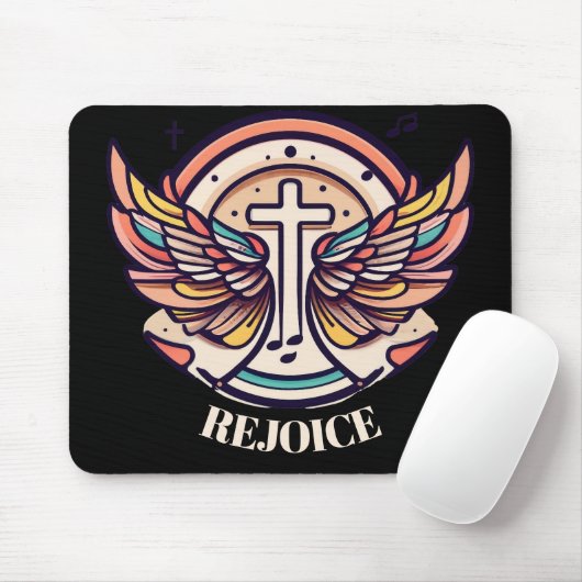 Farbenfrohe Cross Agnel Wings Freude Mousepad (Mit Mouse)