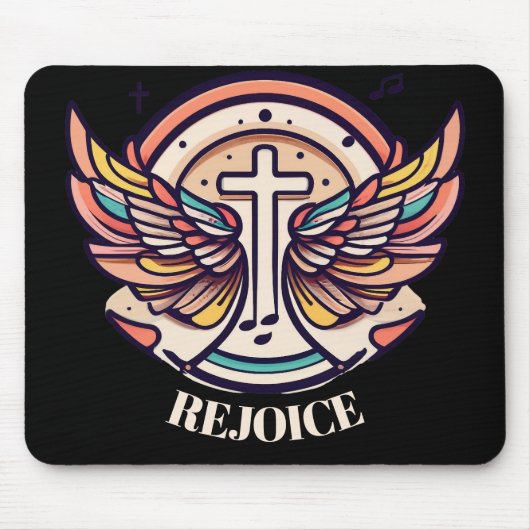 Farbenfrohe Cross Agnel Wings Freude Mousepad (Vorne)
