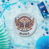 Farbenfrohe Cross Agnel Wings Freude Pappteller (Party)