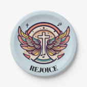 Farbenfrohe Cross Agnel Wings Freude Pappteller (Vorderseite)