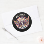 Farbenfrohe Cross Agnel Wings Freude Runder Aufkleber (Umschlag)