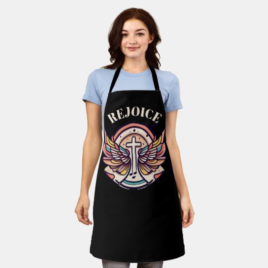 Farbenfrohe Cross Agnel Wings Freude Schürze (Getragen)