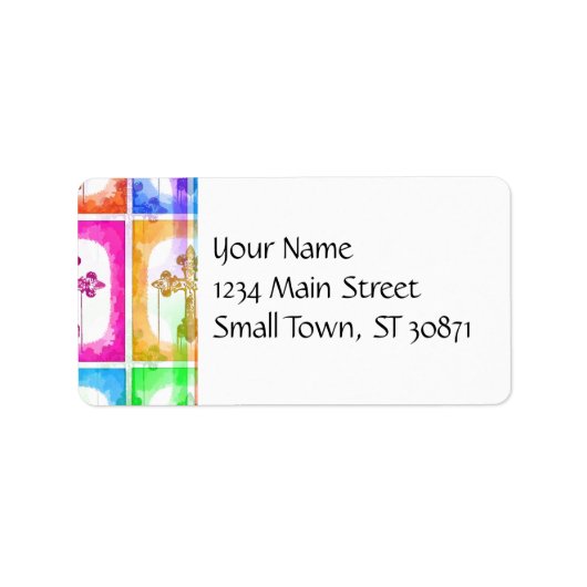 Farbenfrohe Crossen Christlicher Pop Kunstgalerie Adressaufkleber (Vorne)