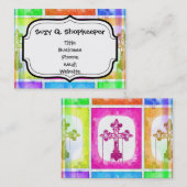 Farbenfrohe Crosses Christlicher Pop Kunstgalerie  Visitenkarte (Vorne/Hinten)