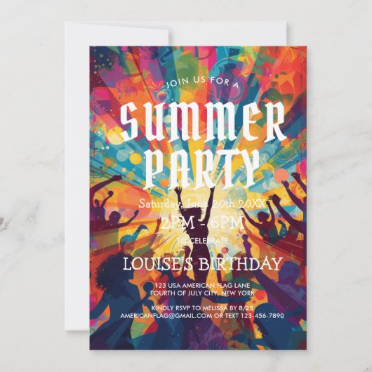 Farbenfrohe Crowd Summer Party Einladung (Vorderseite)