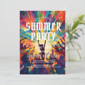 Farbenfrohe Crowd Summer Party Einladung (Stehend Vorderseite)