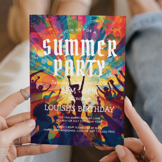Farbenfrohe Crowd Summer Party Einladung