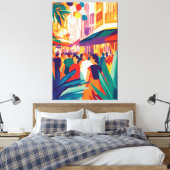 Farbenfrohe Crowdstraße im fauvistischen Stil Leinwanddruck (Insitu (Schlafzimmer))