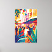 Farbenfrohe Crowdstraße im fauvistischen Stil Leinwanddruck (Vorderseite)