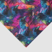 Farbenfrohe Crown Raven Print Seidenpapier (Ausschnitt)