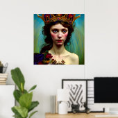 Farbenfrohe Crownely Lonely Princess Poster (Heimbüro)