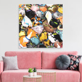 Farbenfrohe Cuddling Cats Umarmung Canvas Print - Leinwanddruck (Insitu (Wohnzimmer))