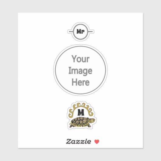 Farbenfrohe Cumberland Slide Turtle Monogram Aufkleber (Blatt)