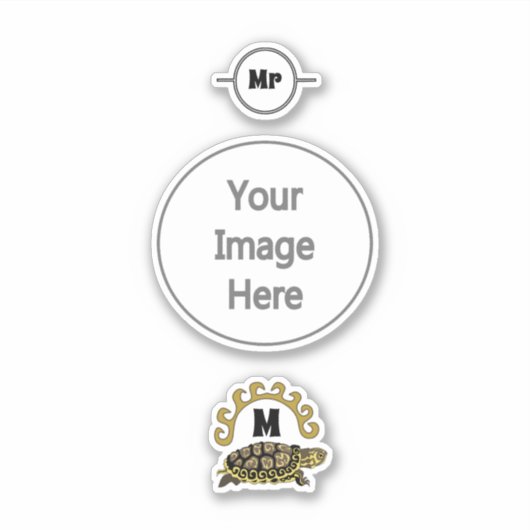 Farbenfrohe Cumberland Slide Turtle Monogram Aufkleber (Vorderseite)