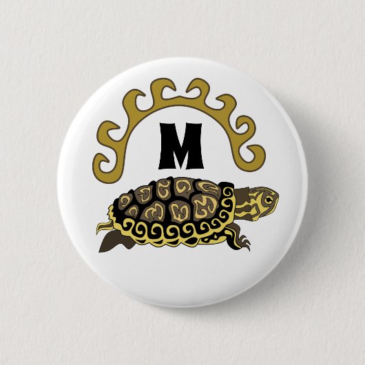 Farbenfrohe Cumberland Slide Turtle Monogram Button (Vorderseite)