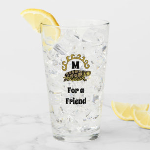 Farbenfrohe Cumberland Slide Turtle Monogram Glas