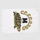 Farbenfrohe Cumberland Slide Turtle Monogram Golfhandtuch (Horizontal)