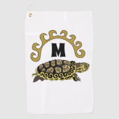 Farbenfrohe Cumberland Slide Turtle Monogram Golfhandtuch (Vorderseite)