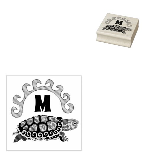 Farbenfrohe Cumberland Slide Turtle Monogram Gummistempel (Stempel)