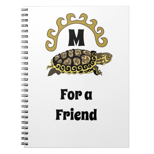 Farbenfrohe Cumberland Slide Turtle Monogram Notizblock (Vorderseite)