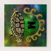 Farbenfrohe Cumberland Slide Turtle Monogram Puzzle (Horizontal)