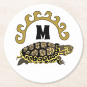 Farbenfrohe Cumberland Slide Turtle Monogram Runder Pappuntersetzer (Vorderseite)