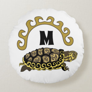 Farbenfrohe Cumberland Slide Turtle Monogram Rundes Kissen