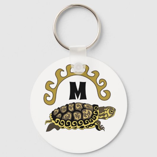 Farbenfrohe Cumberland Slide Turtle Monogram Schlüsselanhänger (Vorderseite)