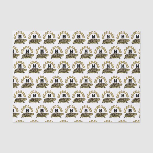 Farbenfrohe Cumberland Slide Turtle Monogram Seidenpapier (Vorderseite)