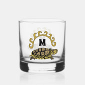 Farbenfrohe Cumberland Slide Turtle Monogram Whiskyglas (Rückseite)
