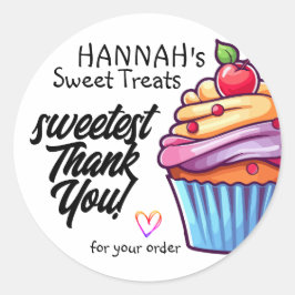 Farbenfrohe Cupcake Cherry oben Danke für Ihre Bes Runder Aufkleber