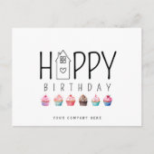 Farbenfrohe Cupcake House Happy Birthday Realty Postkarte (Vorderseite)