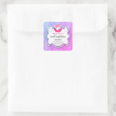 Farbenfrohe Cupcake Whimsical Bunnies Bäckerei Quadratischer Aufkleber (Tasche)